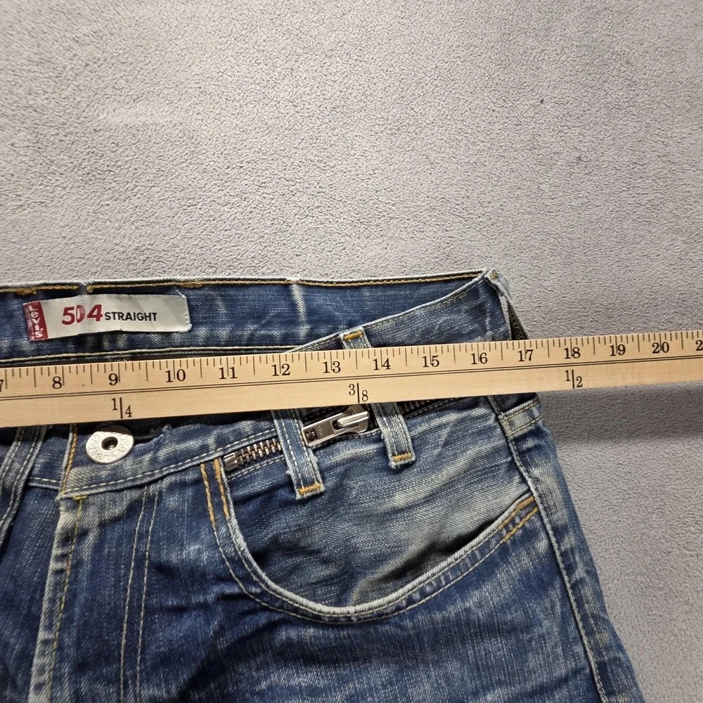 Vintage Levis 504 Jeans Mens Blue Straight Engineered Raw Hem Zip fly Fits 32x30